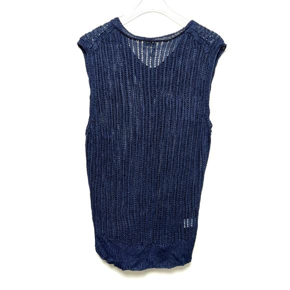 Oobe Brand Pure Linen Open Knit Hugger Vest Navy XL - Picture 2 of 7